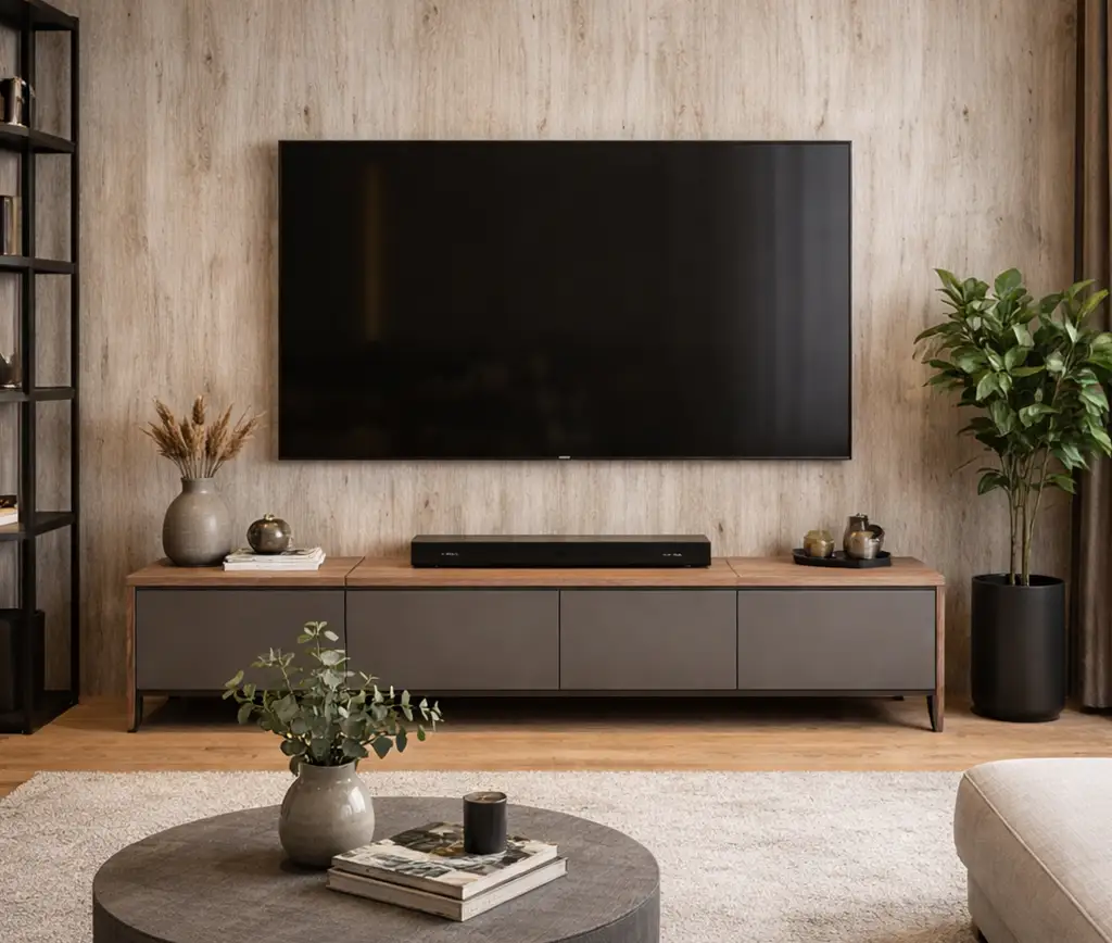 ماربل شیت طرح چوب برای پشت تلویزیون