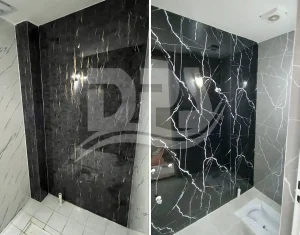 اجرای ماربل شیت در سرویس بهداشتی